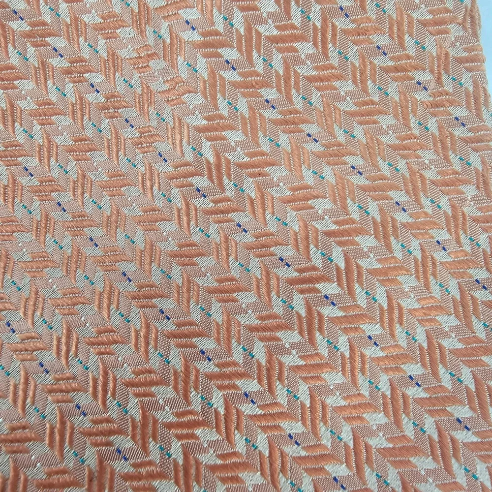 Brioni Silk Tie Peach Geometric Basketweave Handmade Italy‎ Luxury Designer